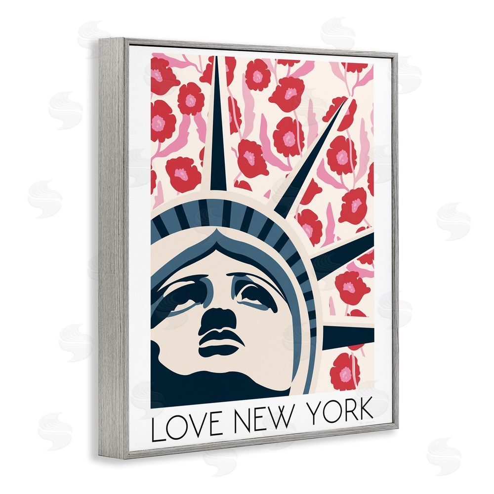 Wild Apple Groovy Florals Love New York Gray Framed Giclee Wall Art Print