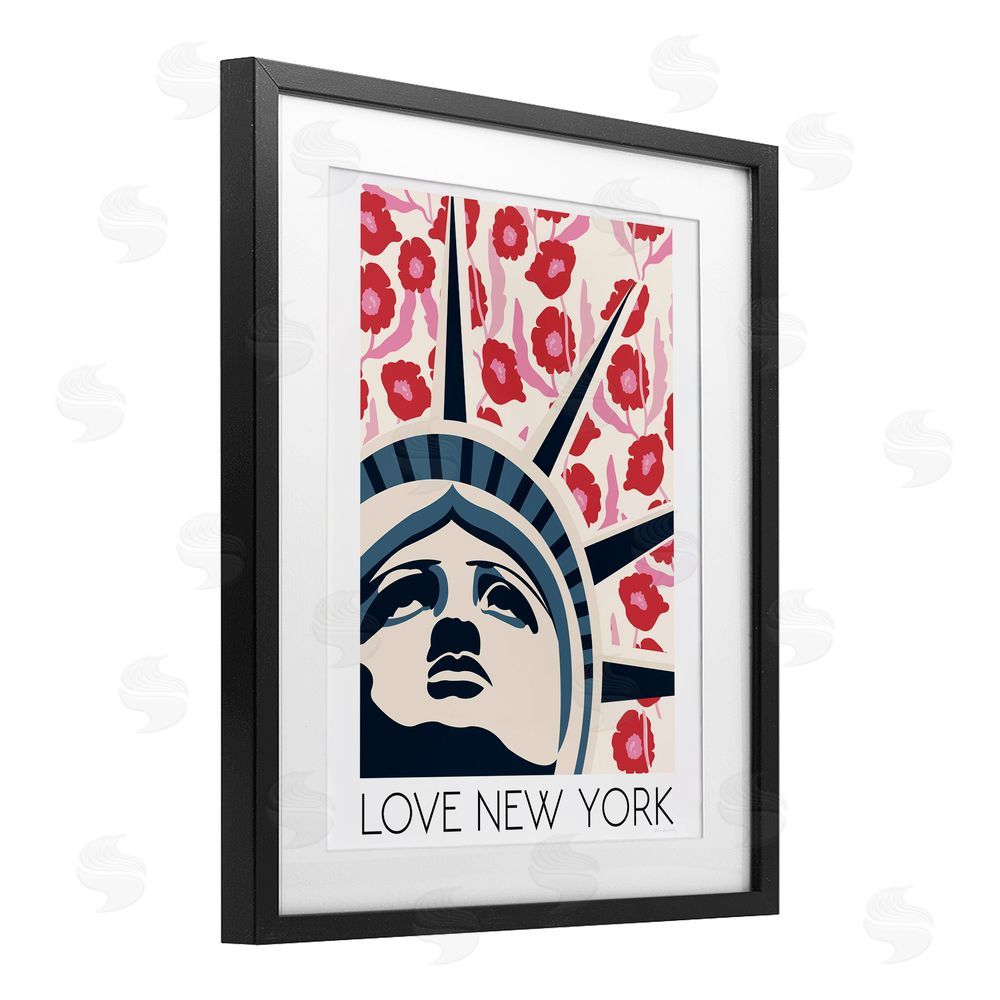 Wild Apple Groovy Florals Love New York Black Framed Print Under Glass Wall Art