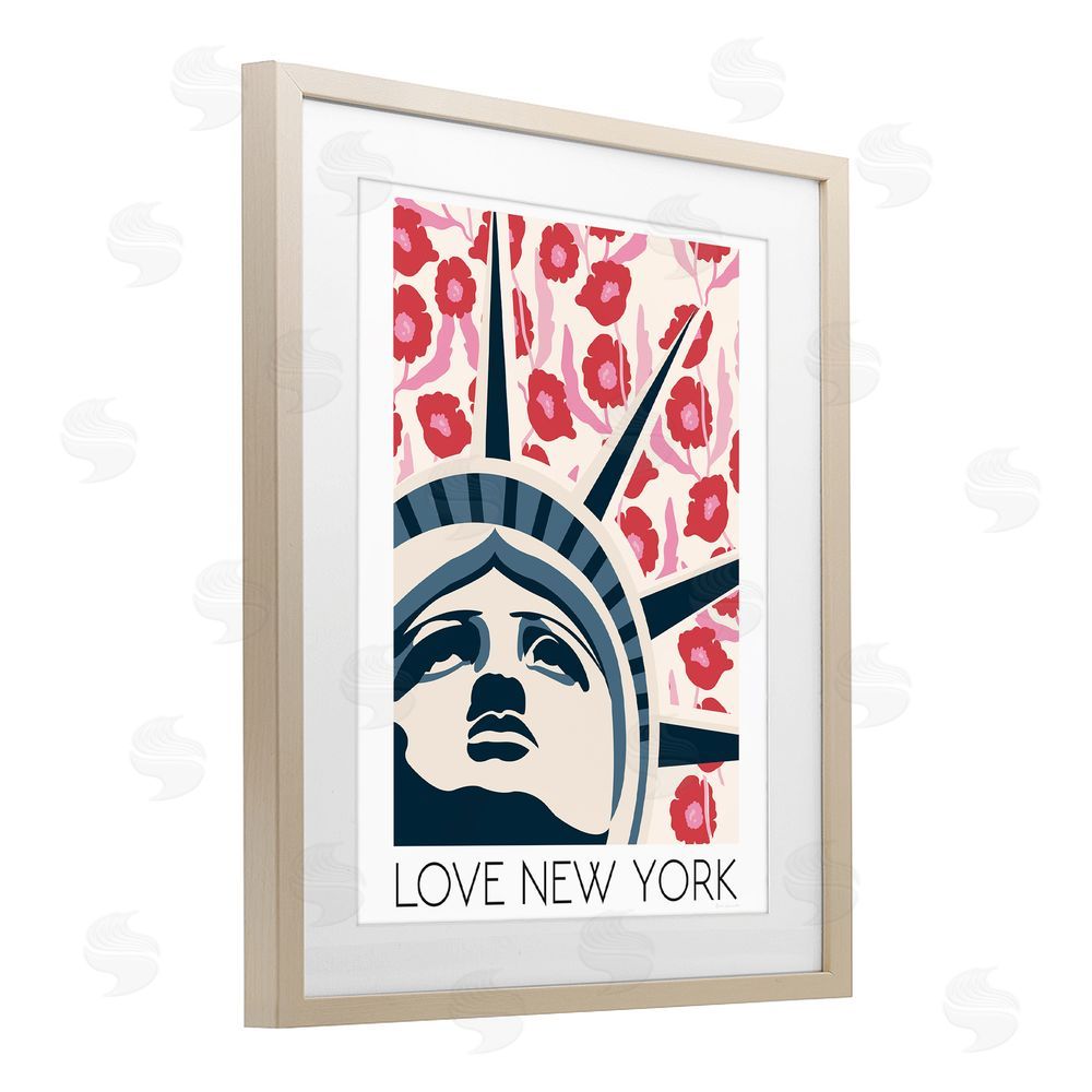 Wild Apple Groovy Florals Love New York Birch Framed Print Under Glass Wall Art
