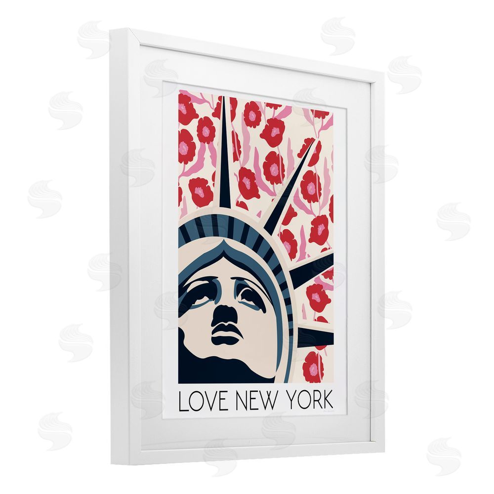Wild Apple Groovy Florals Love New York White Framed Print Under Glass Wall Art