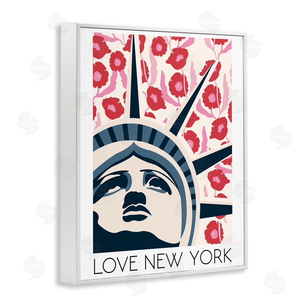 Wild Apple Groovy Florals Love New York White Framed Giclee Wall Art Print