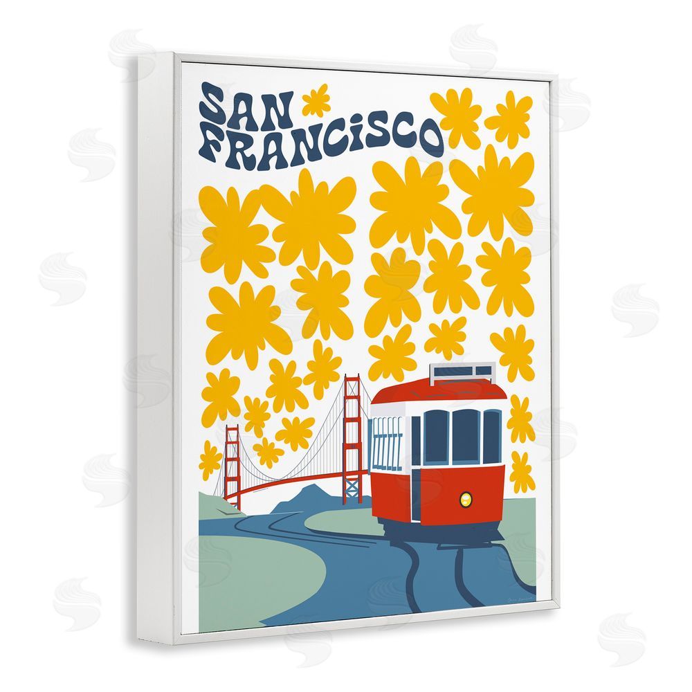 Omar Escalante San Francisco Trolley White Framed Giclee Wall Art Print