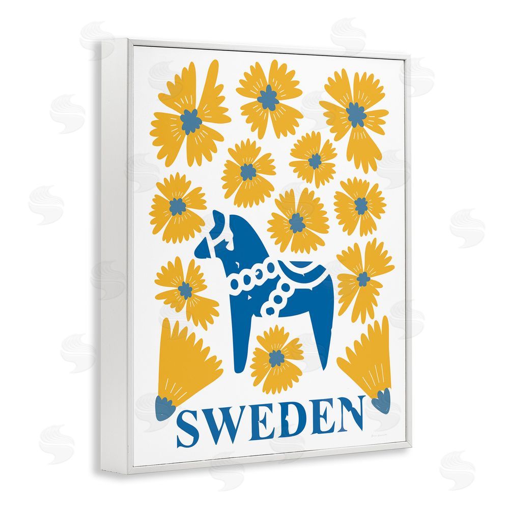 Omar Escalante Swedish Folk Flowers White Framed Giclee Wall Art Print