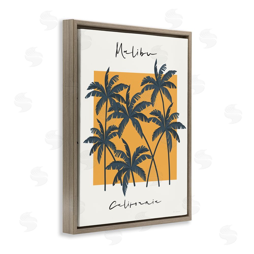 Wild Apple Malibu Retro Vibe Brown Floating Frame Canvas Wall Art Print
