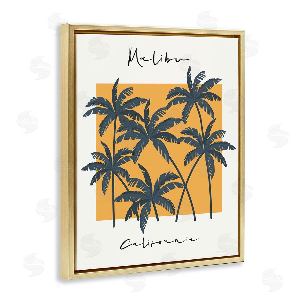 Wild Apple Malibu Retro Vibe Gold Floating Frame Canvas Wall Art Print