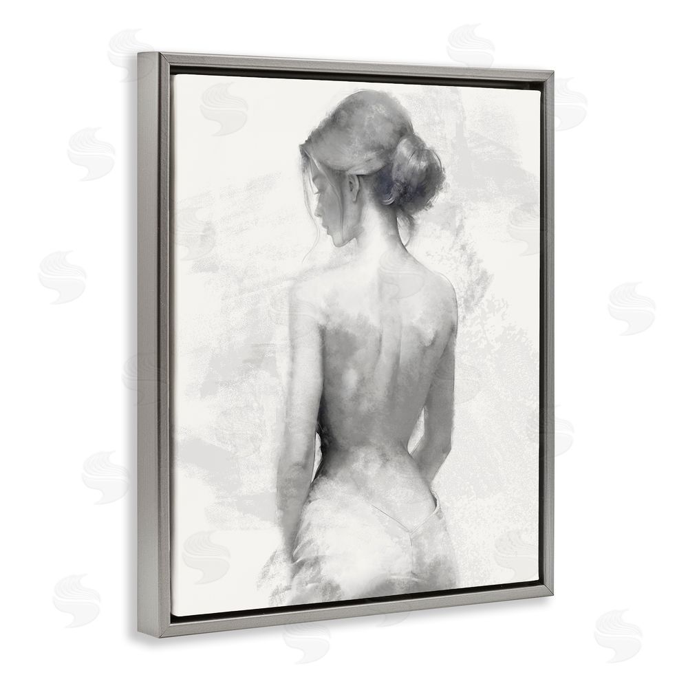 Kim Allen Mine Elegant Figure Gray Floating Frame Canvas Wall Art Print