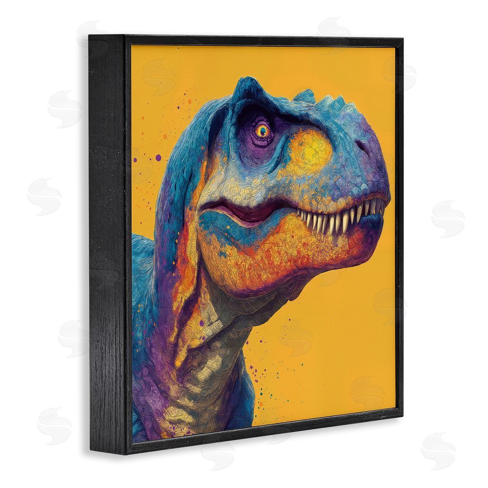 Wumples Vibrant T-Rex Portrait Black Framed Giclee Wall Art Print