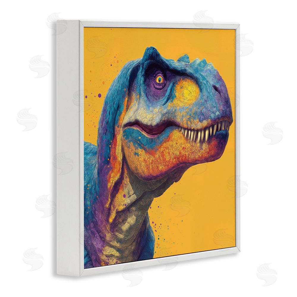 Wumples Vibrant T-Rex Portrait White Framed Giclee Wall Art Print
