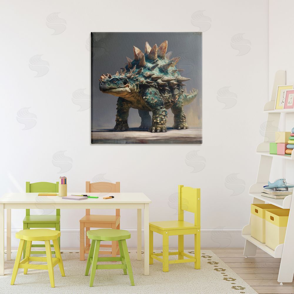 Wumples Prehistoric Ankylosaurus Portrait Stretched Canvas Wall Art in Room