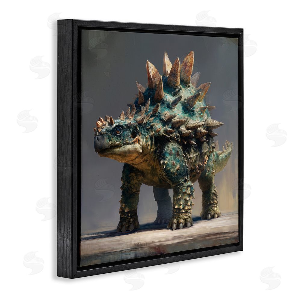 Wumples Prehistoric Ankylosaurus Portrait Black Floating Frame Canvas Wall Art Print