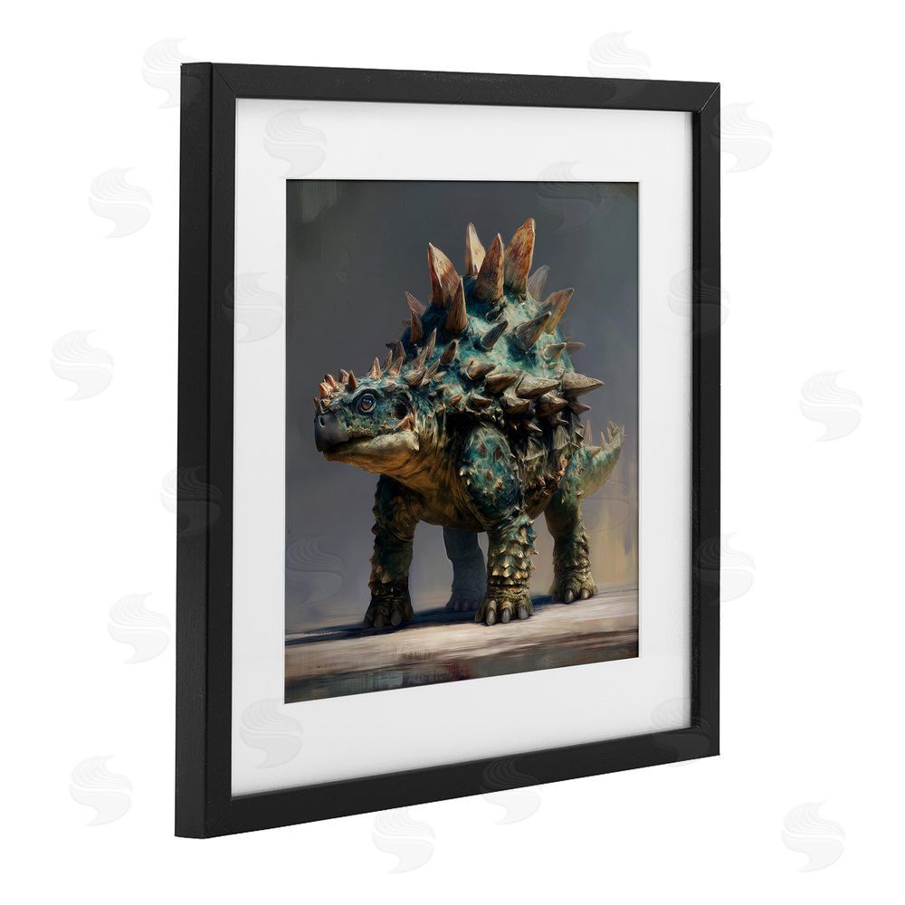 Wumples Prehistoric Ankylosaurus Portrait Black Framed Print Under Glass Wall Art