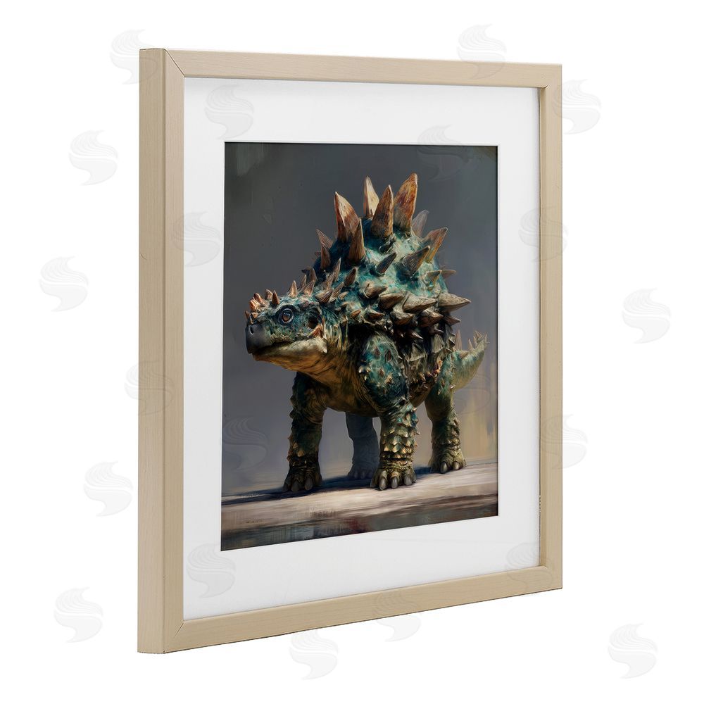 Wumples Prehistoric Ankylosaurus Portrait Brown Framed Print Under Glass Wall Art