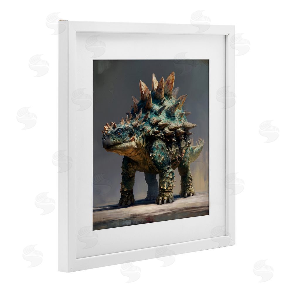 Wumples Prehistoric Ankylosaurus Portrait White Framed Print Under Glass Wall Art