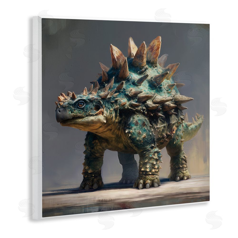 Wumples Prehistoric Ankylosaurus Portrait Wooden Wall Plaque Art Print