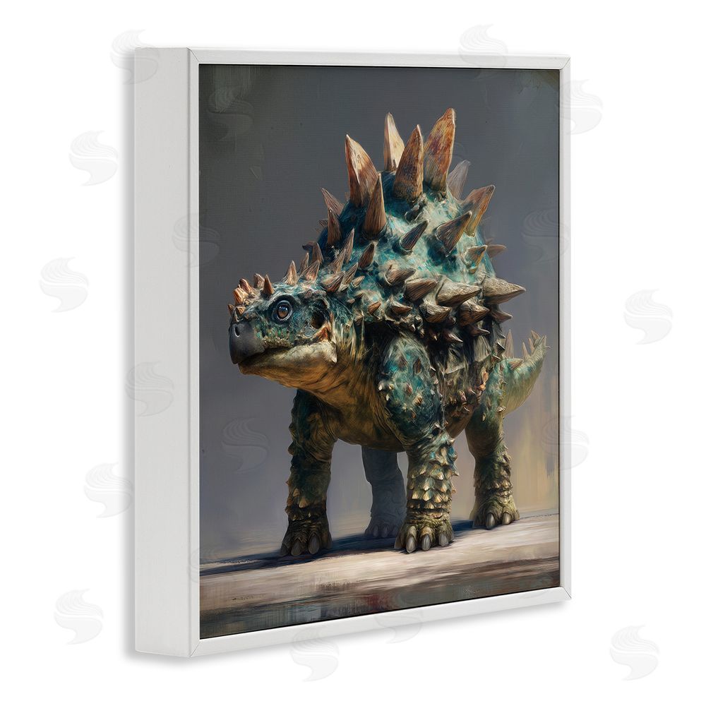 Wumples Prehistoric Ankylosaurus Portrait White Framed Giclee Wall Art Print