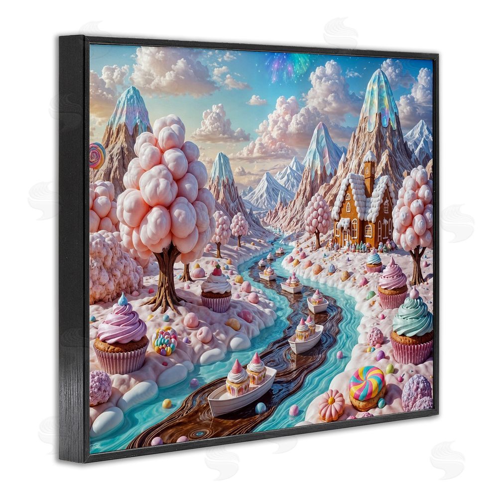 Tabz Jones Dreamlike Candy Land Whimsy Black Framed Giclee Wall Art Print