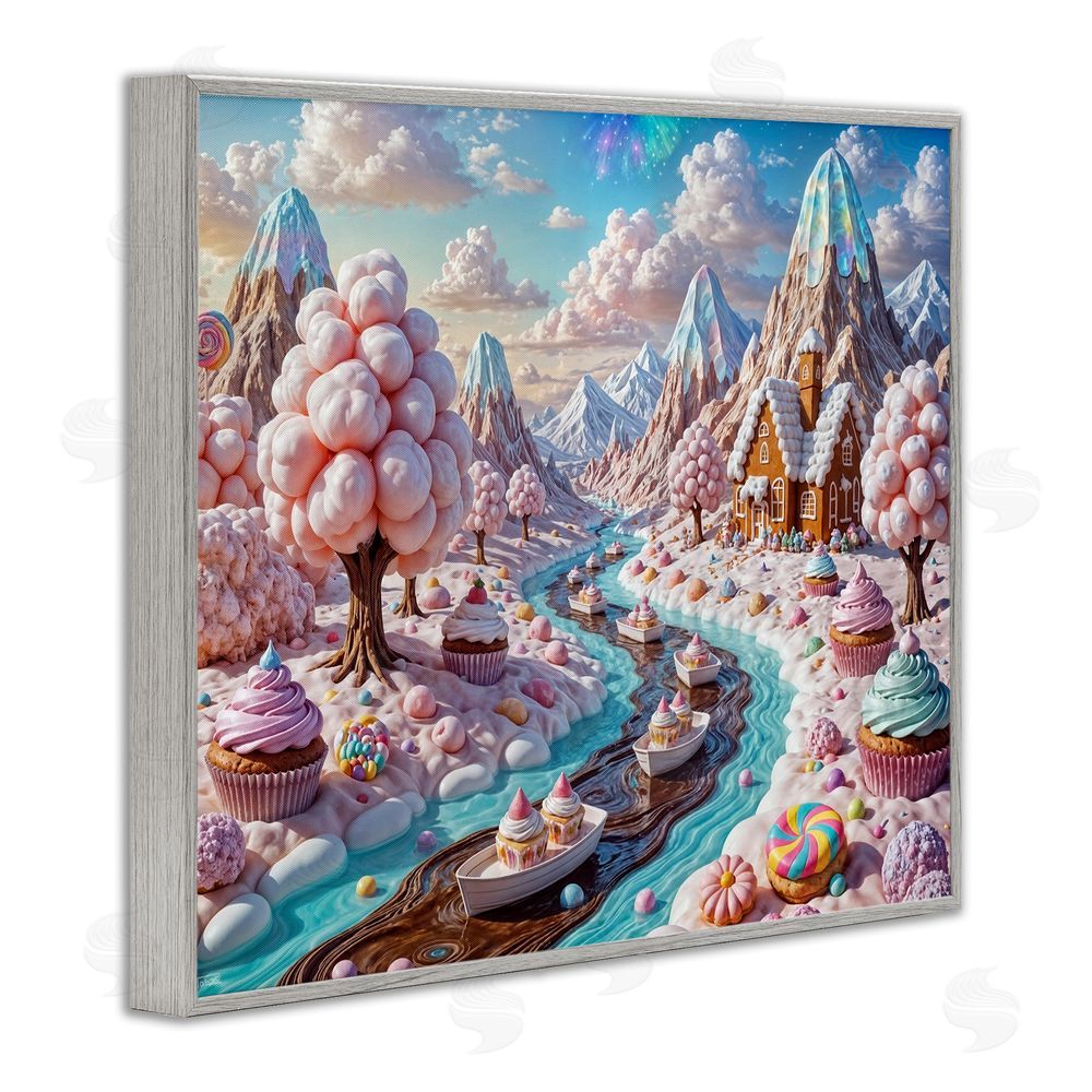 Tabz Jones Dreamlike Candy Land Whimsy Gray Framed Giclee Wall Art Print