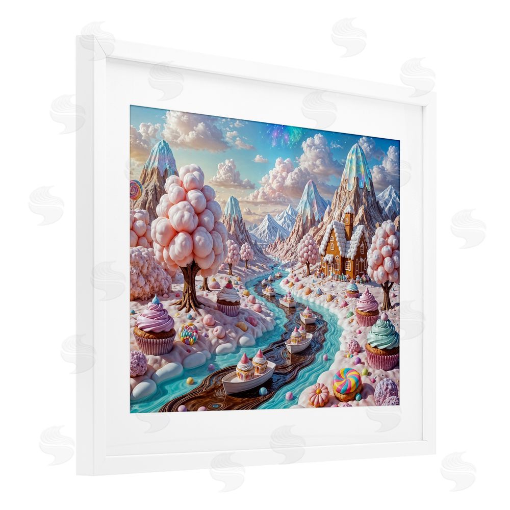 Tabz Jones Dreamlike Candy Land Whimsy White Framed Print Under Glass Wall Art