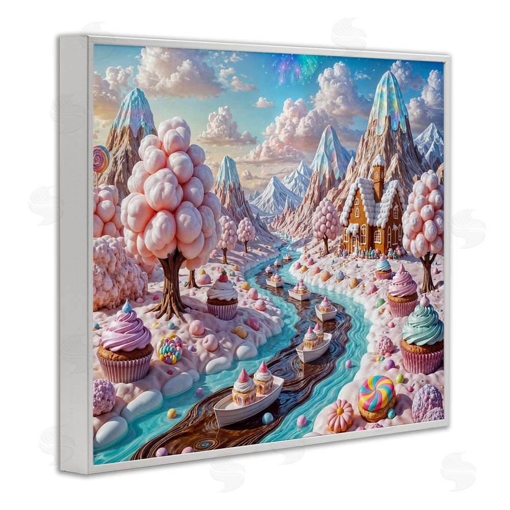 Tabz Jones Dreamlike Candy Land Whimsy White Framed Giclee Wall Art Print