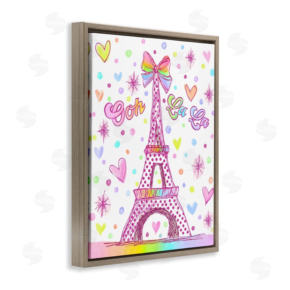 Jess Stempel Bright Pastels Eiffel Tower Brown Floating Frame Canvas Wall Art Print