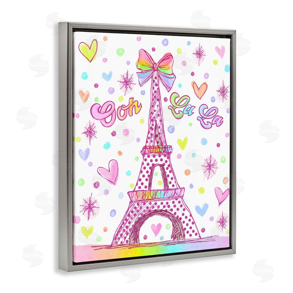 Jess Stempel Bright Pastels Eiffel Tower Gray Floating Frame Canvas Wall Art Print