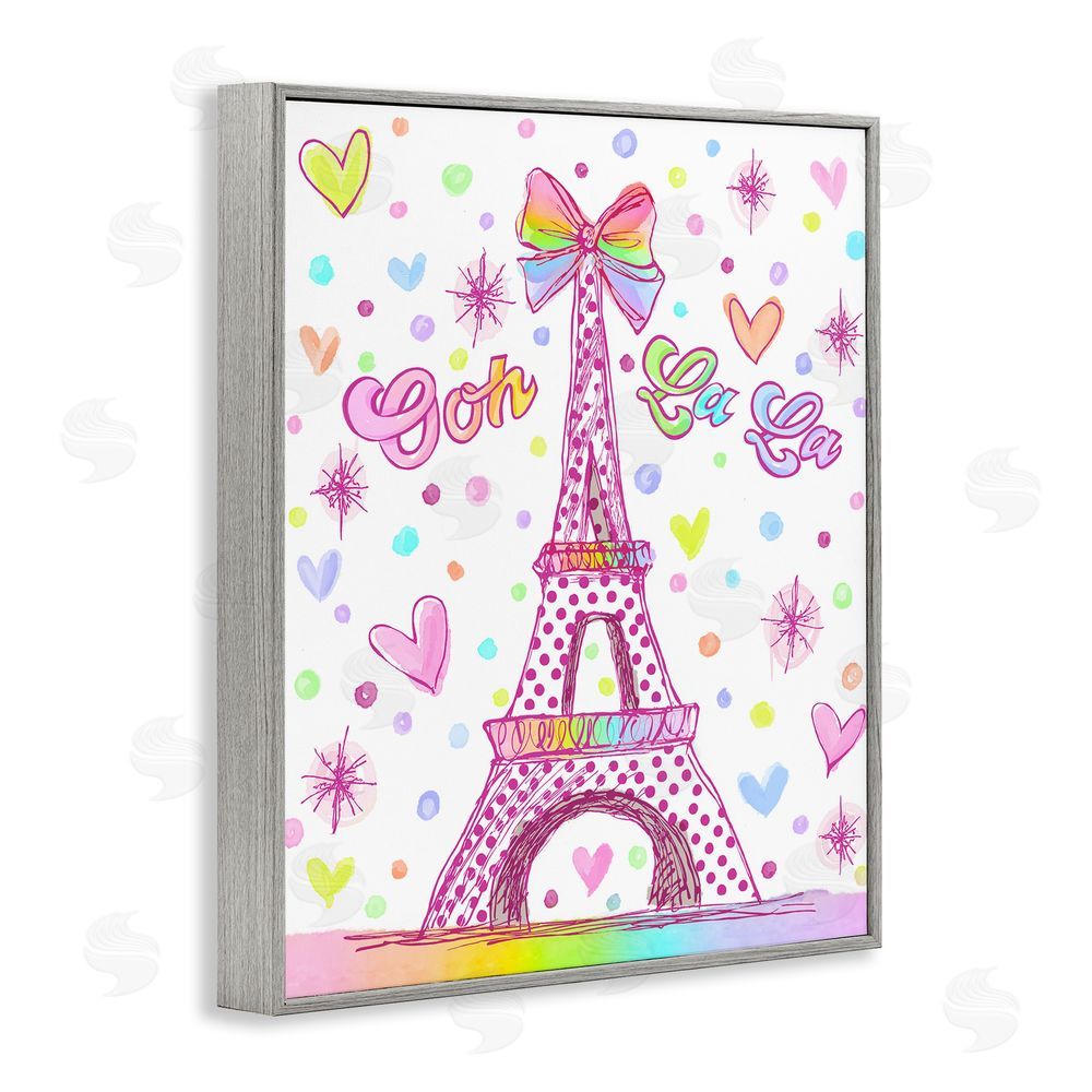 Jess Stempel Bright Pastels Eiffel Tower Gray Framed Giclee Wall Art Print
