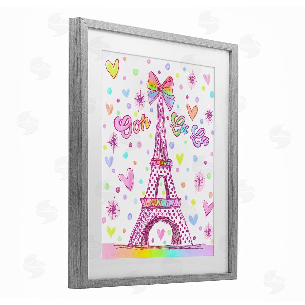 Jess Stempel Bright Pastels Eiffel Tower Gray Framed Print Under Glass Wall Art
