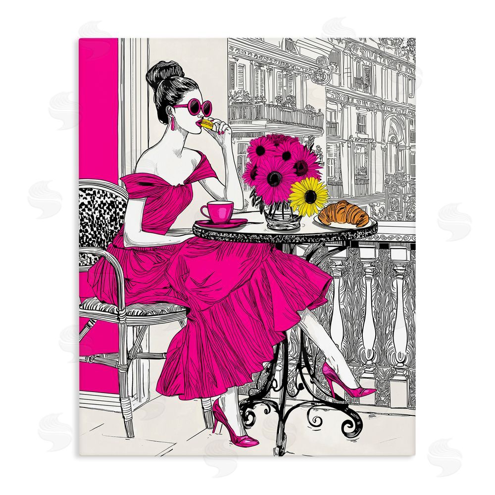 Jess Stempel Glamorous Brunch on Balcony Stretched Canvas Wall Art Print