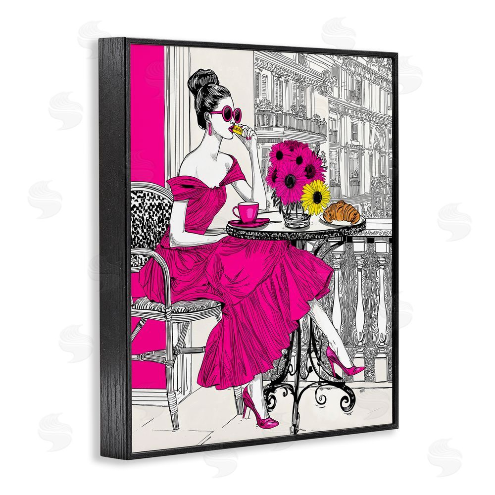 Jess Stempel Glamorous Brunch on Balcony Black Framed Giclee Wall Art Print