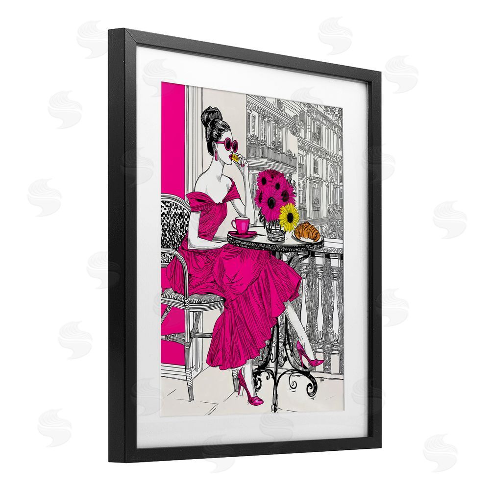 Jess Stempel Glamorous Brunch on Balcony Black Framed Print Under Glass Wall Art