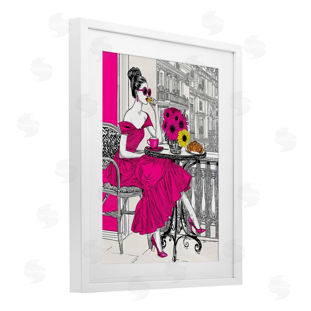 Jess Stempel Glamorous Brunch on Balcony White Framed Print Under Glass Wall Art