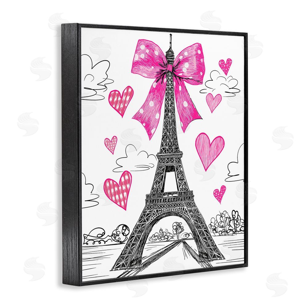Jess Stempel Heart Patterned Eiffel Tower Black Framed Giclee Wall Art Print