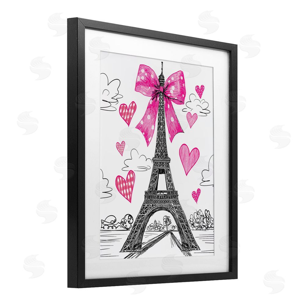 Jess Stempel Heart Patterned Eiffel Tower Black Framed Print Under Glass Wall Art