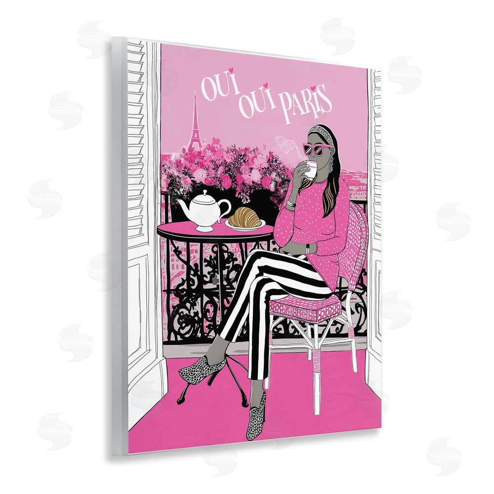 Jess Stempel Oui Oui Parisian Cafe Morning Wooden Wall Plaque Art Print