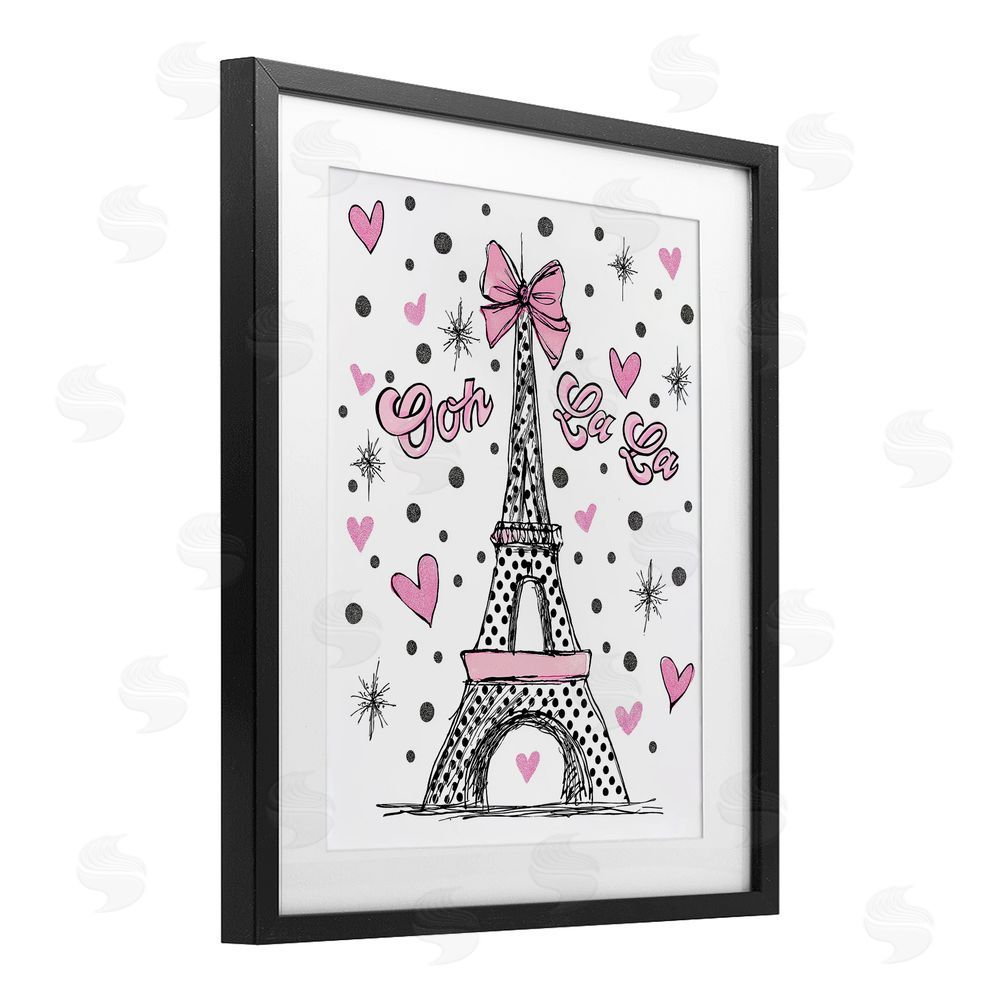 Jess Stempel Ooh La La Polka Dots Eiffel Black Framed Print Under Glass Wall Art