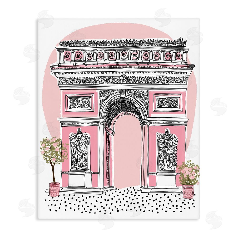 Jess Stempel Pink Neoclassical Archway Stretched Canvas Wall Art Print