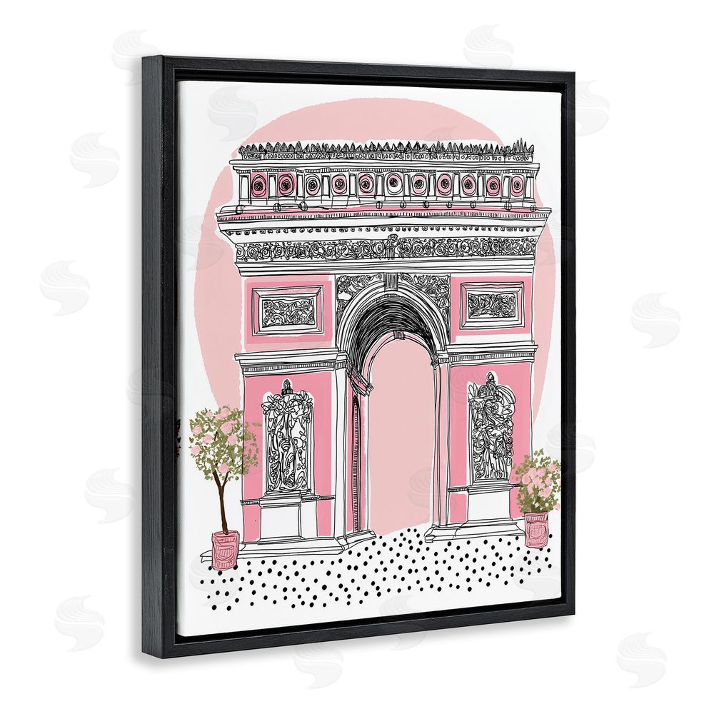Jess Stempel Pink Neoclassical Archway Black Floating Frame Canvas Wall Art Print