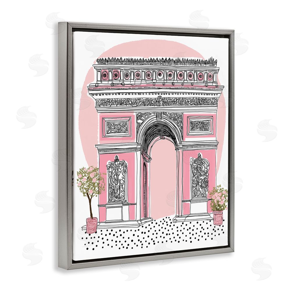 Jess Stempel Pink Neoclassical Archway Gray Floating Frame Canvas Wall Art Print