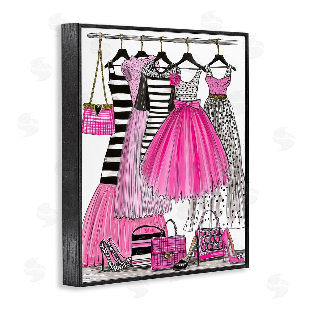Jess Stempel Chic Pink Tulle Dresses Black Framed Giclee Wall Art Print