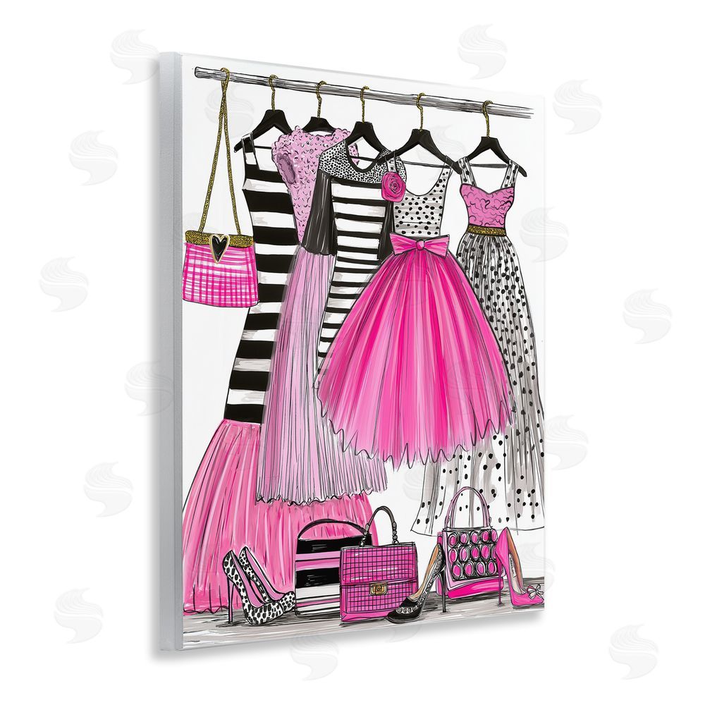 Jess Stempel Chic Pink Tulle Dresses Wooden Wall Plaque Art Print