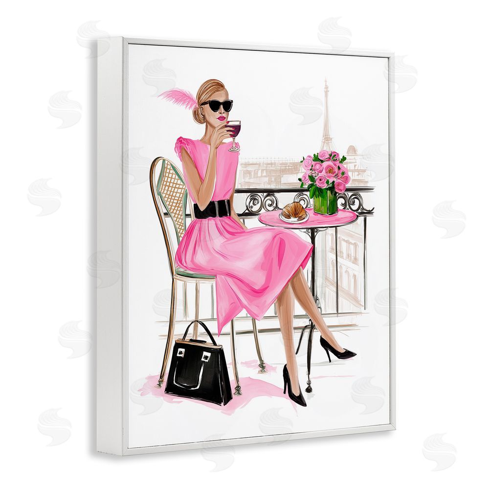Jess Stempel Parisian Chic on Cafe Balcony White Framed Giclee Wall Art Print