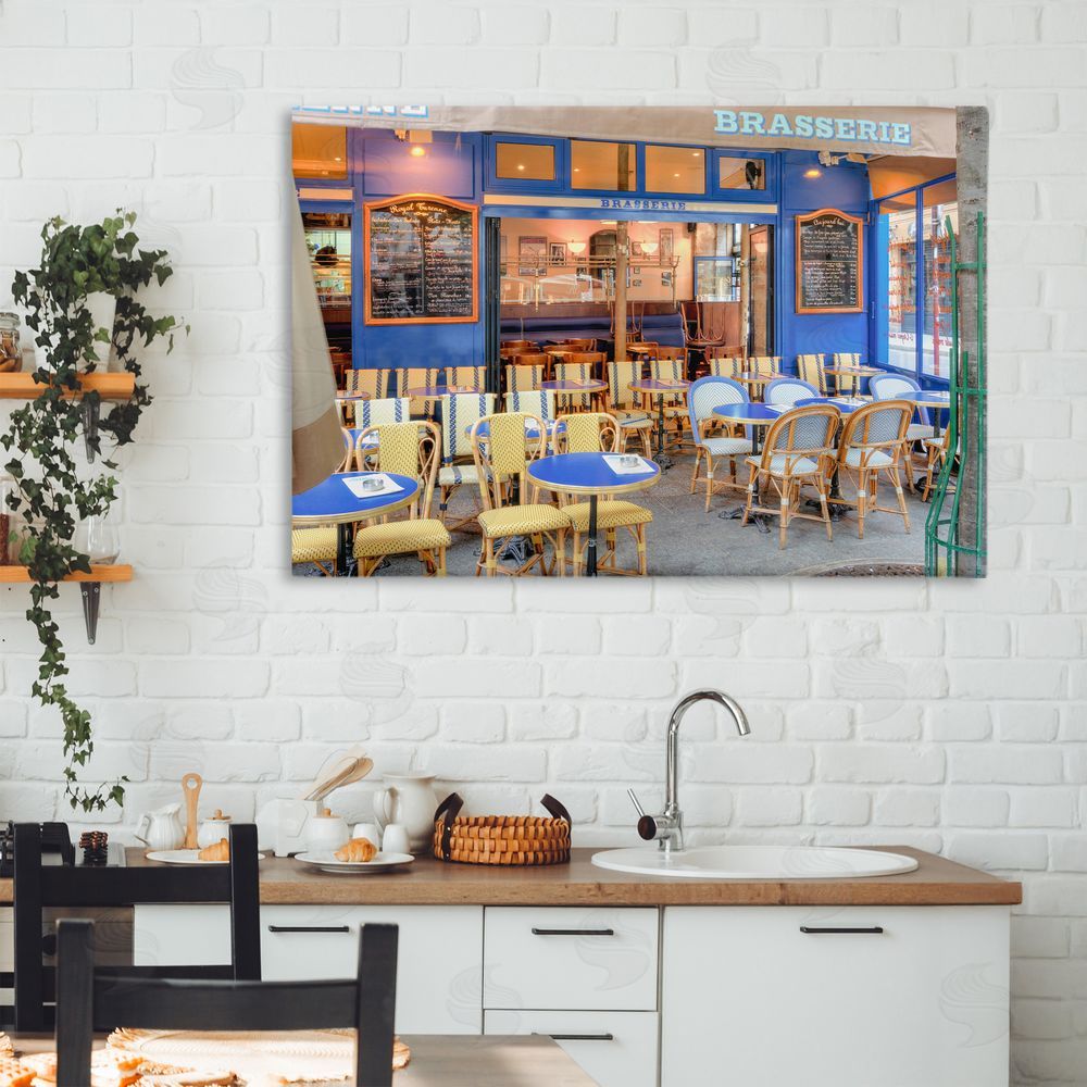 Alan Blaustein Parisian Brasserie Terrace Stretched Canvas Wall Art in Room
