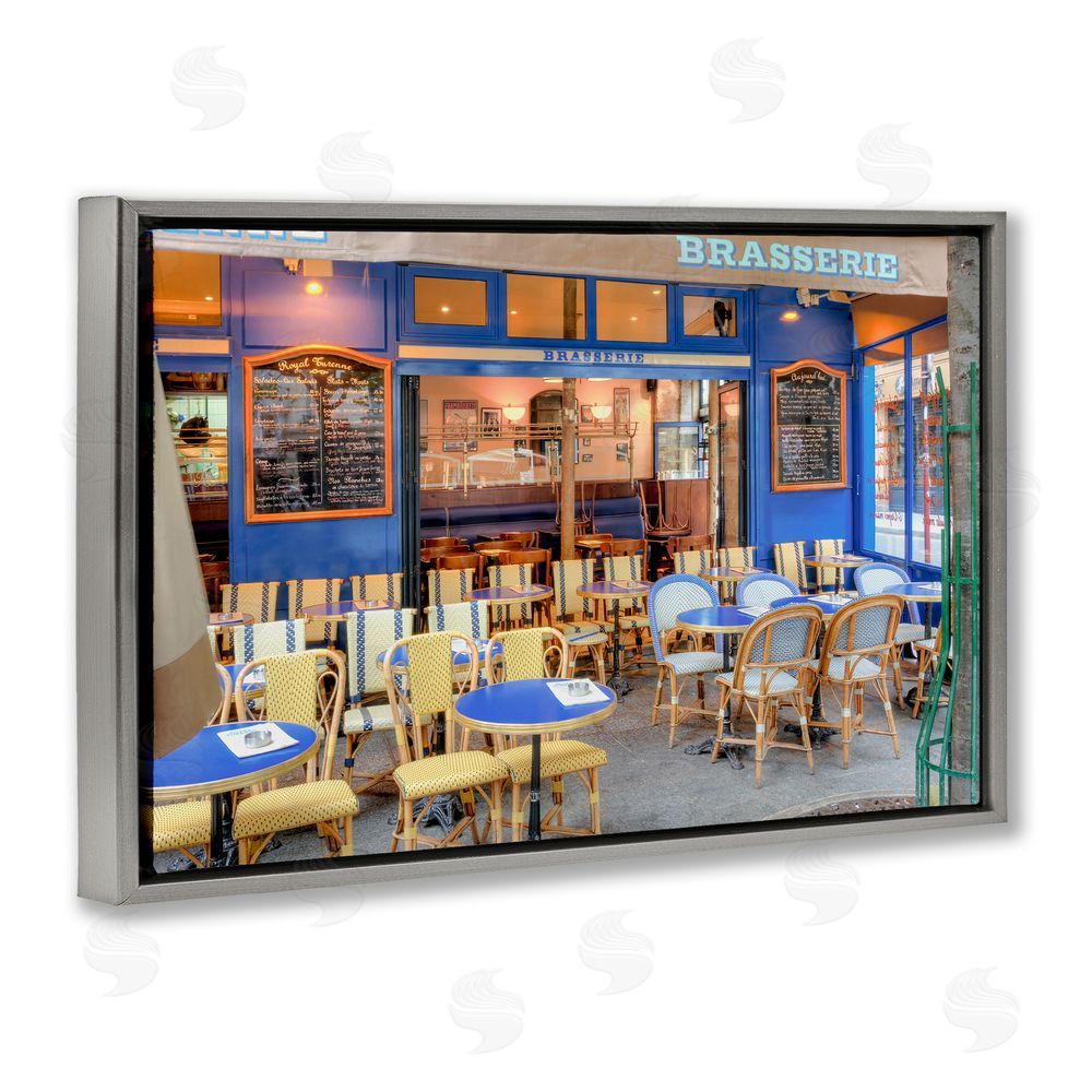 Alan Blaustein Parisian Brasserie Terrace Gray Floating Frame Canvas Wall Art Print
