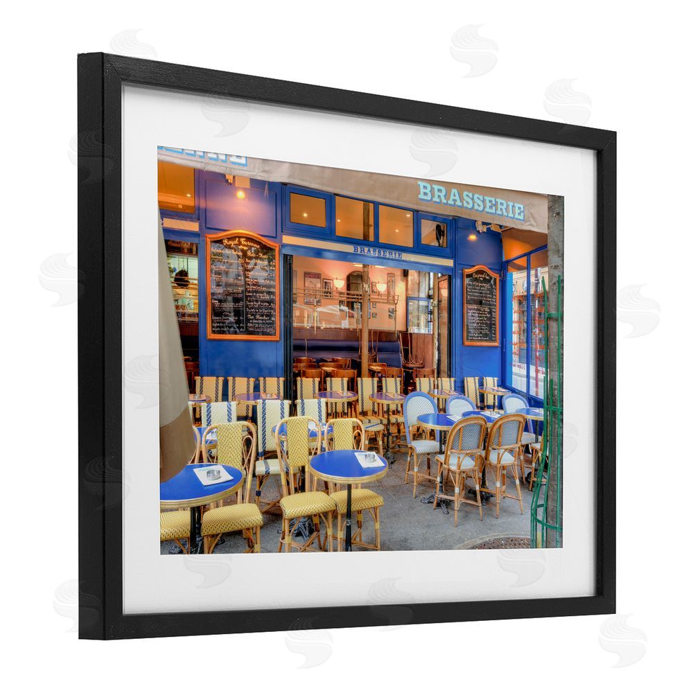 Alan Blaustein Parisian Brasserie Terrace Black Framed Print Under Glass Wall Art
