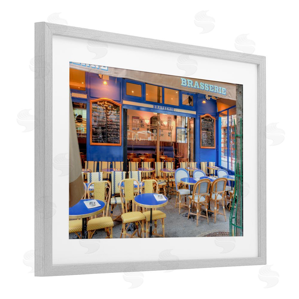 Alan Blaustein Parisian Brasserie Terrace Gray Framed Print Under Glass Wall Art