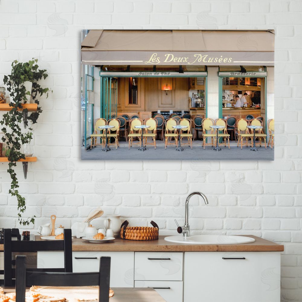 Alan Blaustein Parisian Outdoor Seating Cafe Stretched Canvas Wall Art in Room