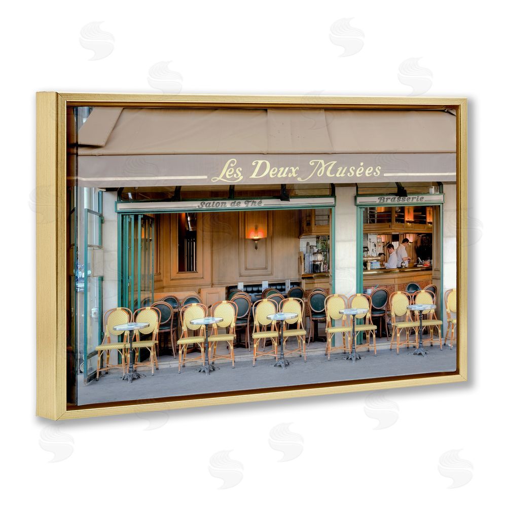 Alan Blaustein Parisian Outdoor Seating Cafe Gold Floating Frame Canvas Wall Art Print