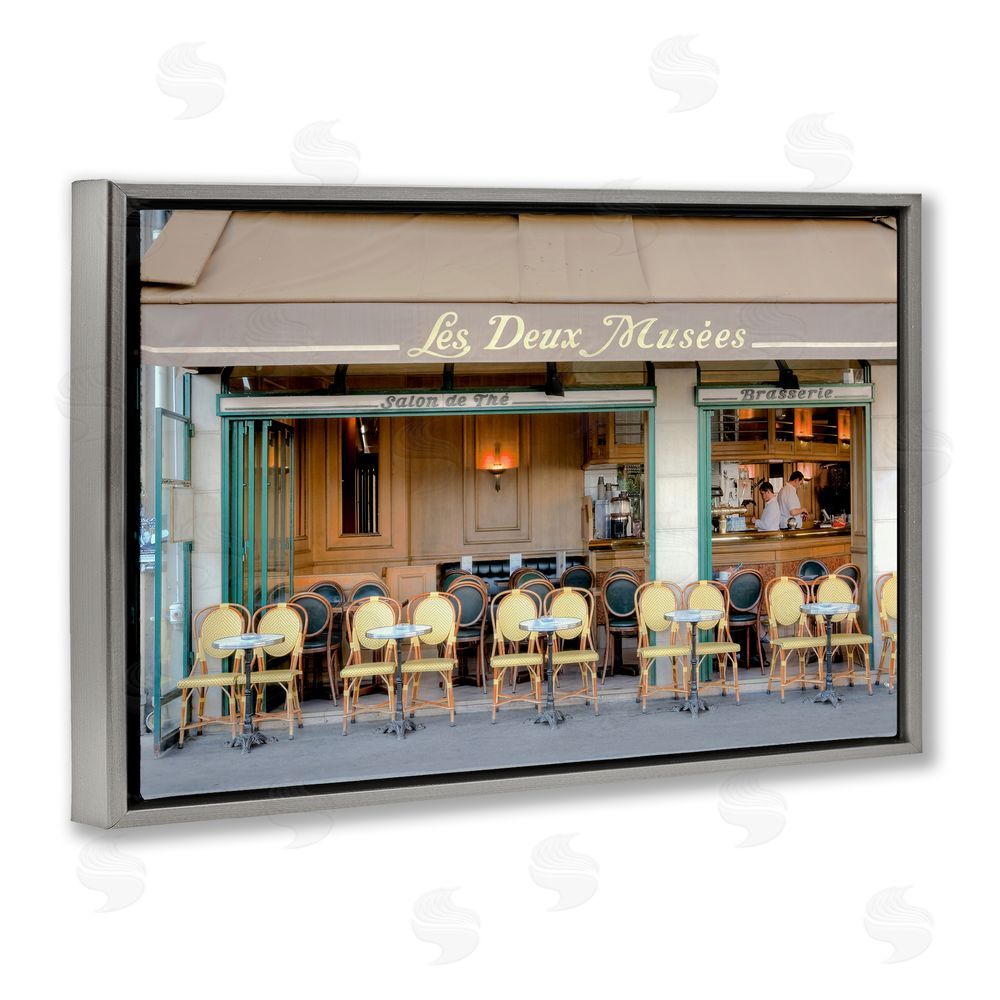Alan Blaustein Parisian Outdoor Seating Cafe Gray Floating Frame Canvas Wall Art Print