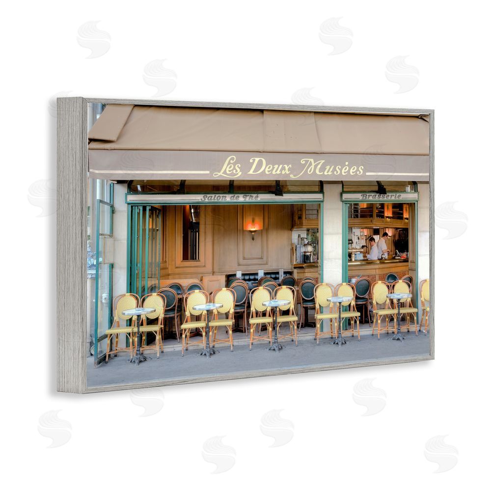 Alan Blaustein Parisian Outdoor Seating Cafe Gray Framed Giclee Wall Art Print