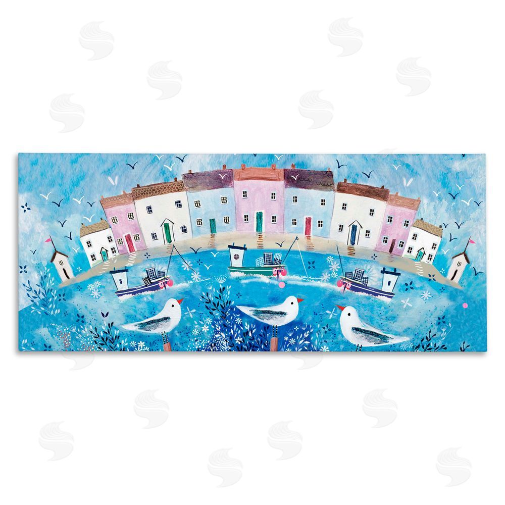 Clare Tupper Seaside Harbor Curved Perspective Canvas Wall Art Print